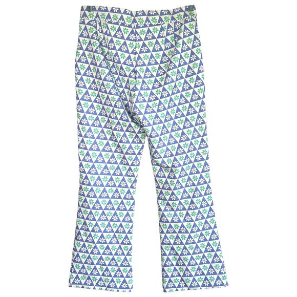 Zara Womens High Rise Crop Pants Daisy Print Size Medium 70s Hippie Groovy Mod‎ - Picture 2 of 8